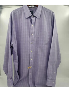Brooks Brothers Dress Shirt Size 19 36/37 Lavender Plaid Supima Cotton Non-Iron
